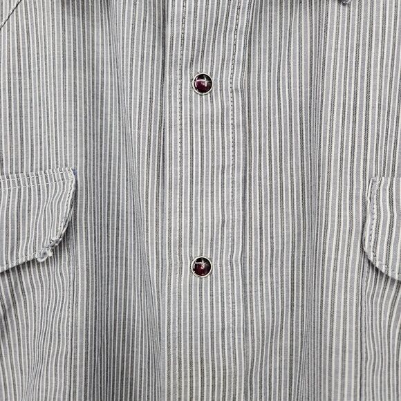 Flying R Ranchwear Pearl Snap Shirt Mens 18 35 Gray Classic Fit Western Made USA - Picture 4 of 11